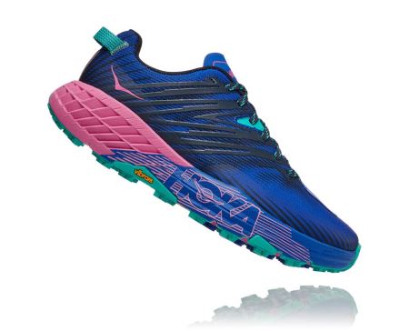 Hoka One One Speedgoat 4 - Adidasi Alergare Largi Dama Albastri / Roz | RO-it8lwgj